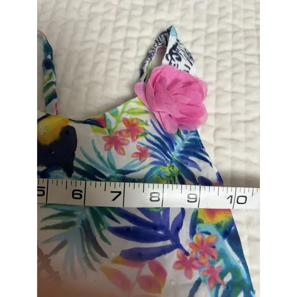 Penelope Mack Girls 5 Tropical Jungle Dress Flamingo Zebra Parrot Cotton